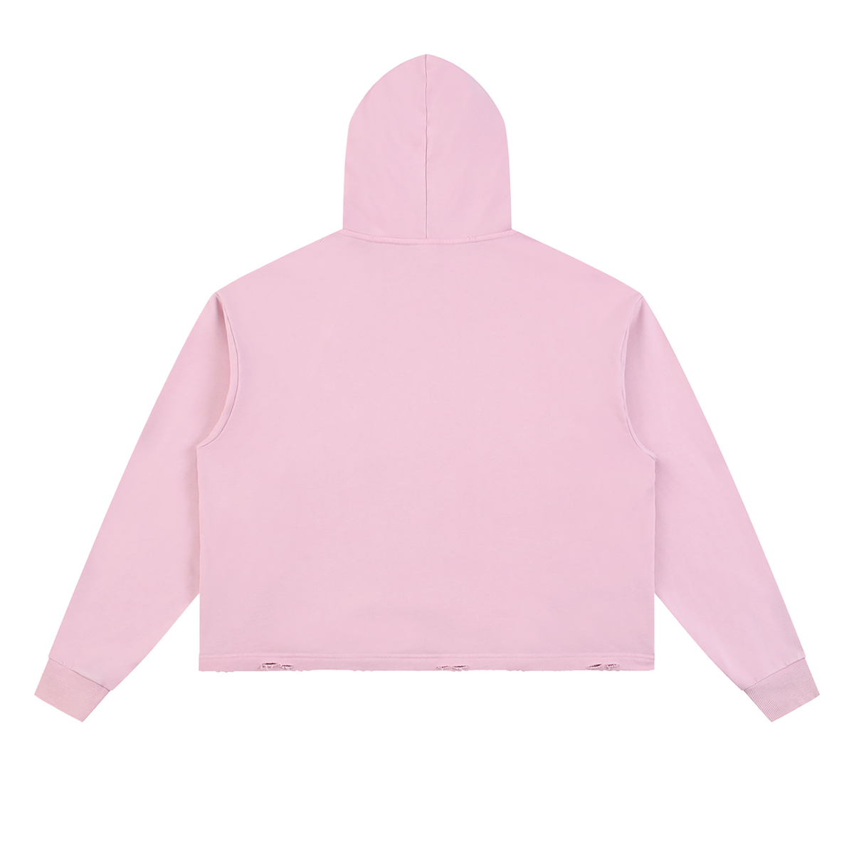 Unisex Vintage Washed Frayed-Hem Hoodie in pink, alternate angle