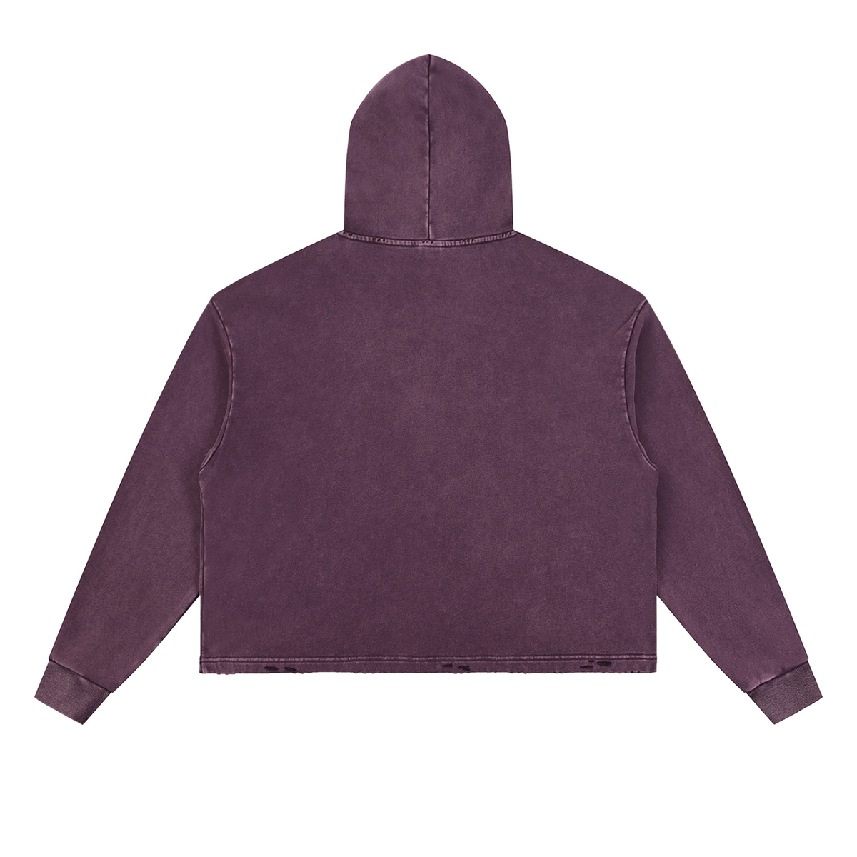Unisex Vintage Washed Frayed-Hem Hoodie in purple, alternate angle