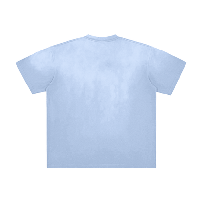 Unisex Vintage Washed Frayed T-Shirt in blue, alternate angle