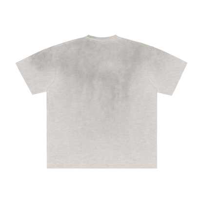 Unisex Vintage Washed Frayed T-Shirt in flower gray, alternate angle