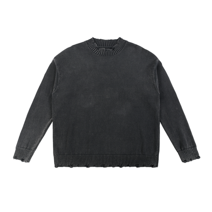 Unisex Vintage Washed Hand-Frayed Sweater in black