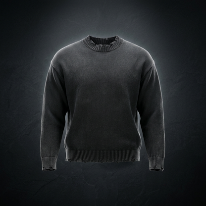 Unisex Vintage Washed Hand-Frayed Sweater