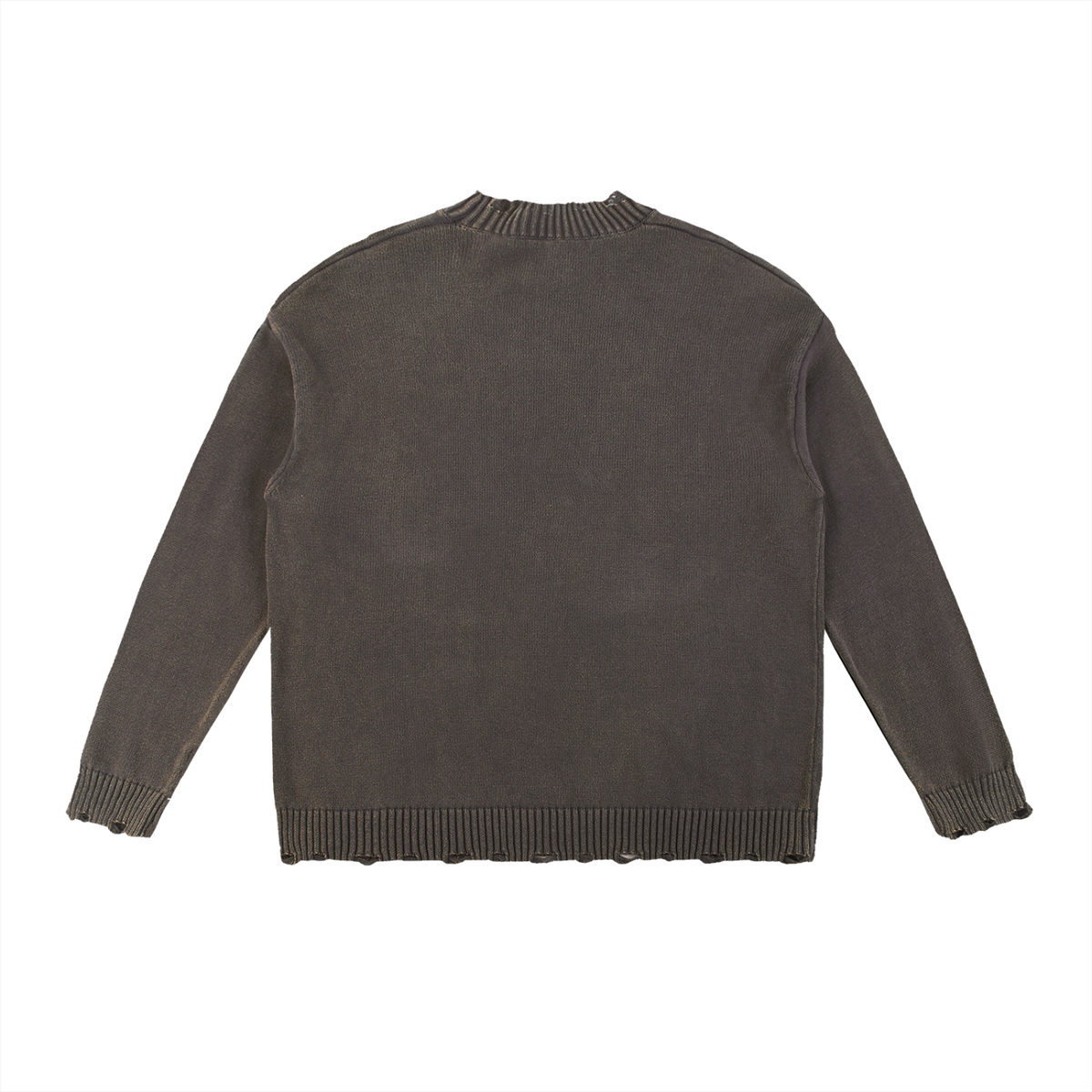 Unisex Vintage Washed Hand-Frayed Sweater in gray, alternate angle