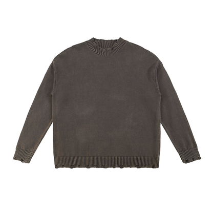 Unisex Vintage Washed Hand-Frayed Sweater in gray