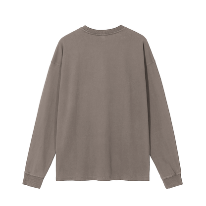 Unisex Vintage Washed Long Sleeve T-Shirt in brown, alternate angle