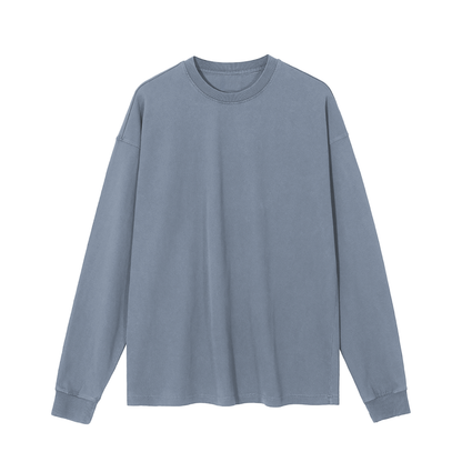 Unisex Vintage Washed Long Sleeve T-Shirt in gray blue