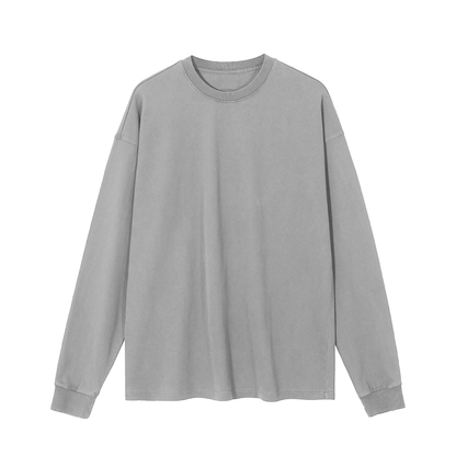 Unisex Vintage Washed Long Sleeve T-Shirt in medium gray