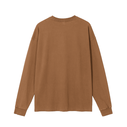 Unisex Vintage Washed Long Sleeve T-Shirt in mocha, alternate angle