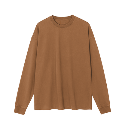 Unisex Vintage Washed Long Sleeve T-Shirt in mocha
