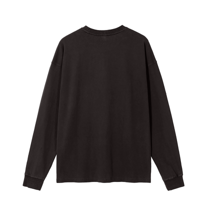 Unisex Vintage Washed Long Sleeve T-Shirt in vintage black, alternate angle