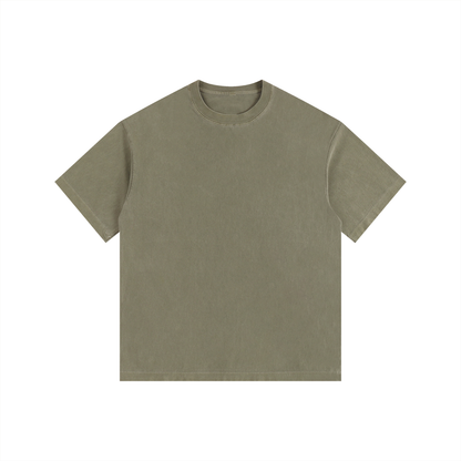 Unisex Vintage Washed Oversized Cotton T-Shirt in army green