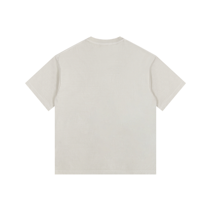 Unisex Vintage Washed Oversized Cotton T-Shirt in light apricot, alternate angle
