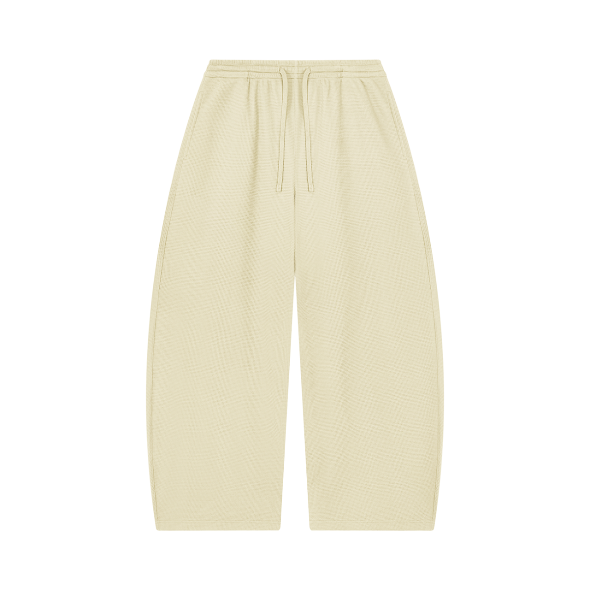 Unisex Waffle Barrel Leg Pants in apricot
