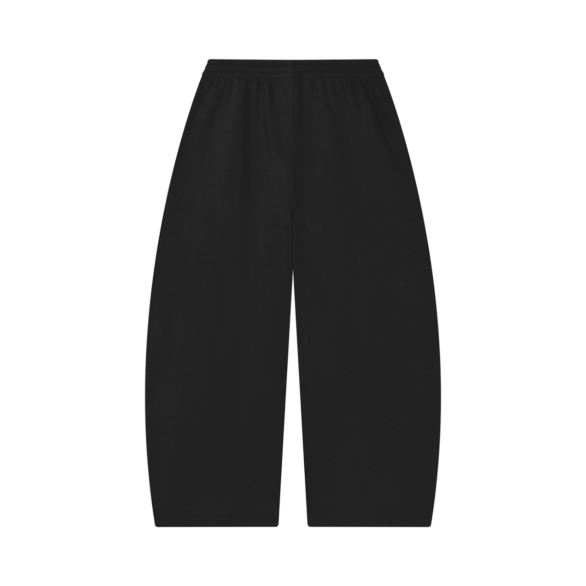 Unisex Waffle Barrel Leg Pants in black, alternate angle