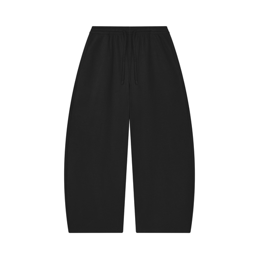 Unisex Waffle Barrel Leg Pants in black