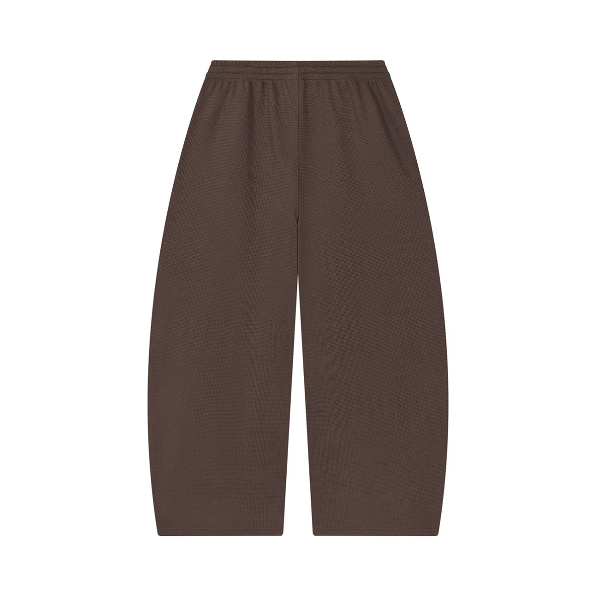 Unisex Waffle Barrel Leg Pants in coffee, alternate angle