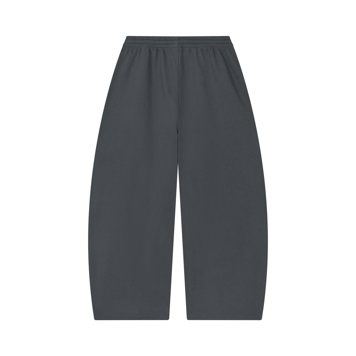 Unisex Waffle Barrel Leg Pants in dark gray, alternate angle