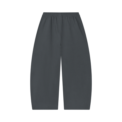 Unisex Waffle Barrel Leg Pants in dark gray, alternate angle