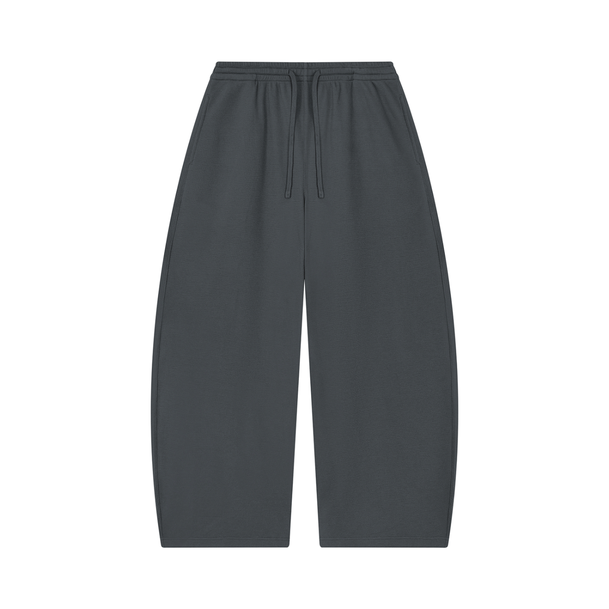 Unisex Waffle Barrel Leg Pants in dark gray