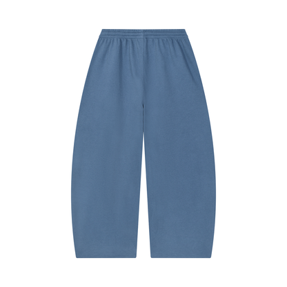 Unisex Waffle Barrel Leg Pants in jeans blue, alternate angle