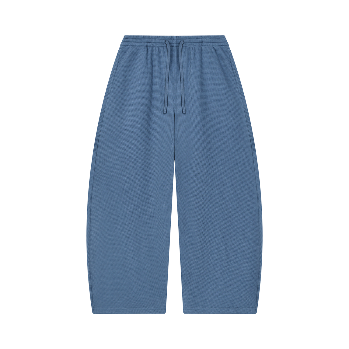 Unisex Waffle Barrel Leg Pants in jeans blue