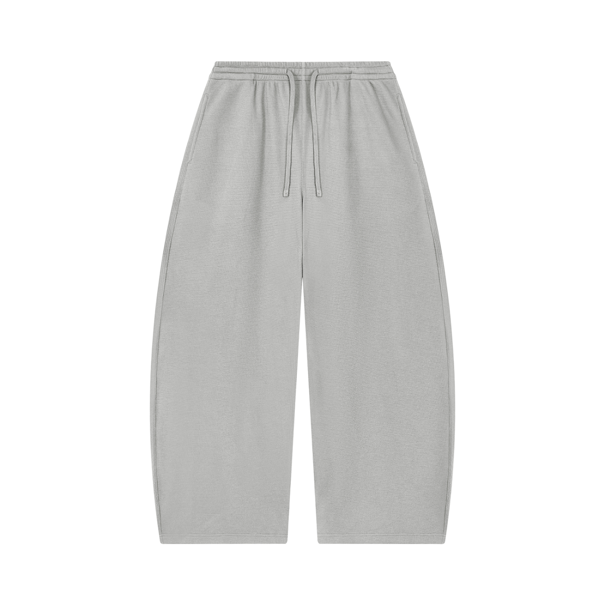 Unisex Waffle Barrel Leg Pants in light gray