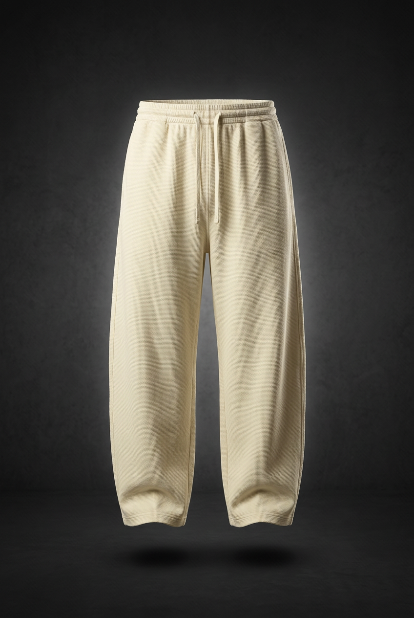 Unisex Waffle Barrel Leg Pants