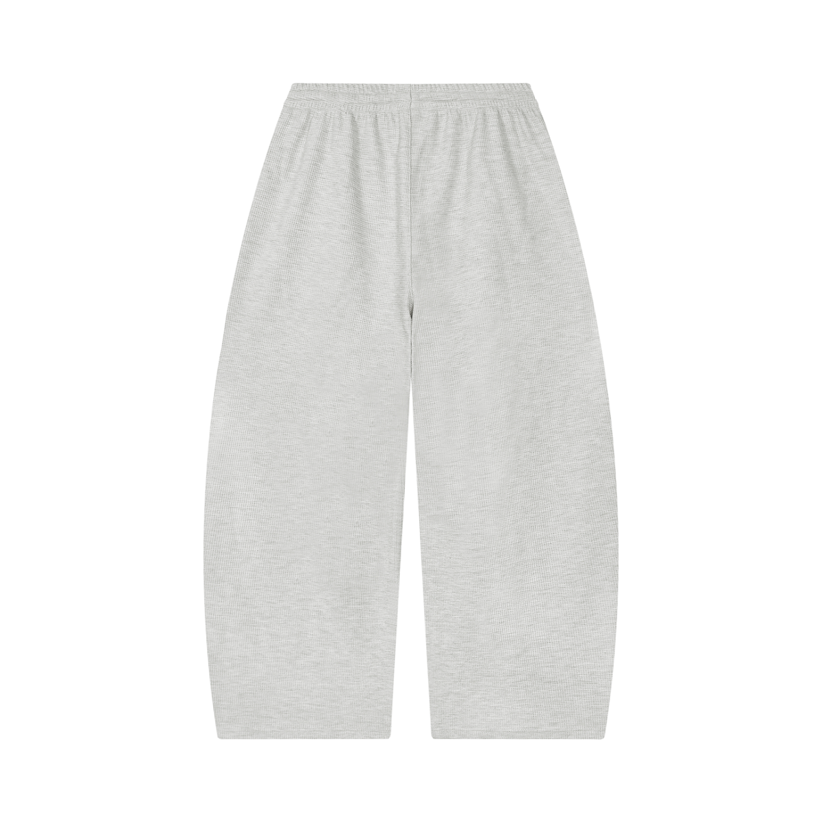 Unisex Waffle Barrel Leg Pants in oat gray, alternate angle