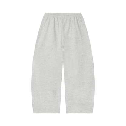Unisex Waffle Barrel Leg Pants in oat gray, alternate angle