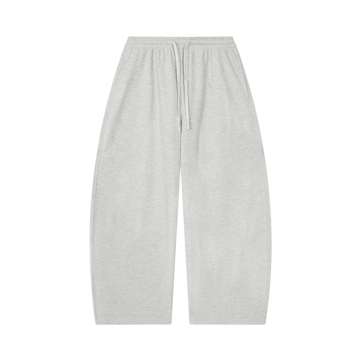 Unisex Waffle Barrel Leg Pants in oat gray