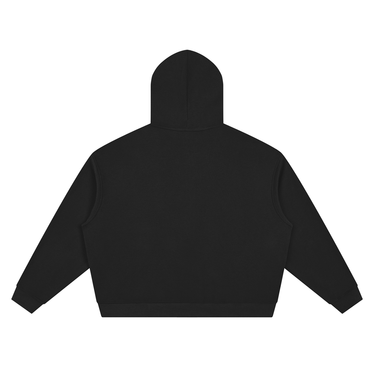 Unisex Waffle Boxy Full Zip Hoodie in black, alternate angle