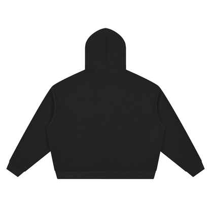 Unisex Waffle Boxy Full Zip Hoodie in black, alternate angle