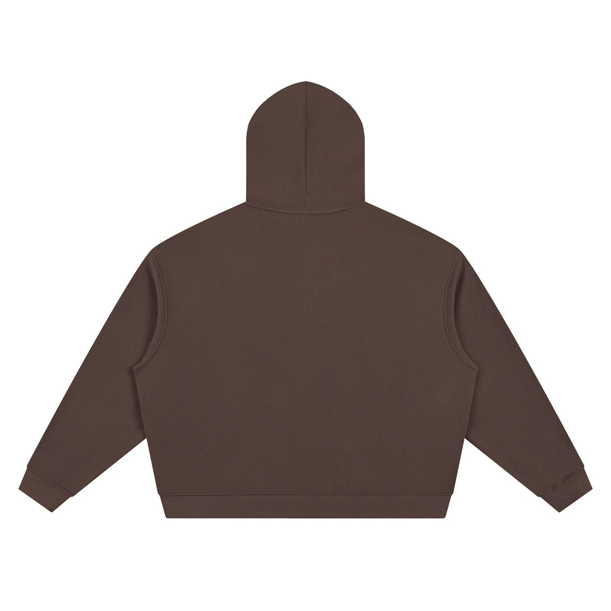 Unisex Waffle Boxy Full Zip Hoodie in coffee, alternate angle