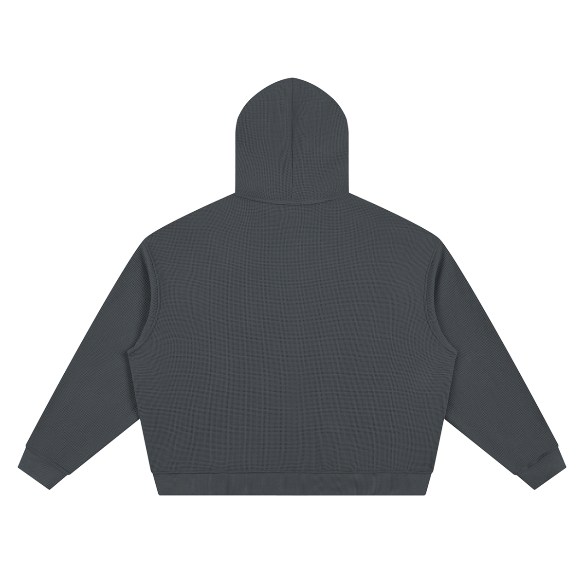 Unisex Waffle Boxy Full Zip Hoodie in dark gray, alternate angle