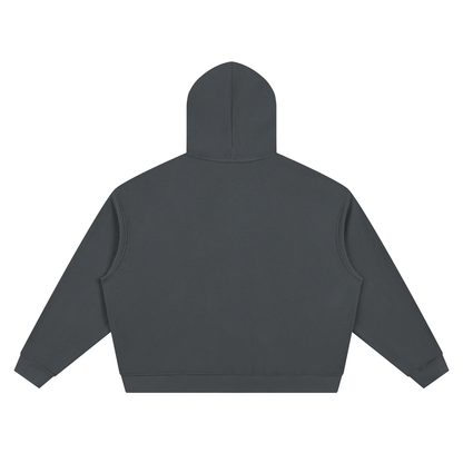 Unisex Waffle Boxy Full Zip Hoodie in dark gray, alternate angle