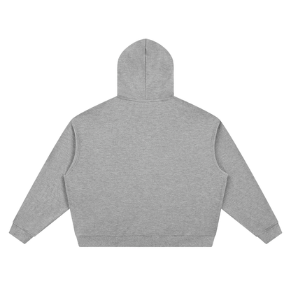 Unisex Waffle Boxy Full Zip Hoodie in flower gray, alternate angle