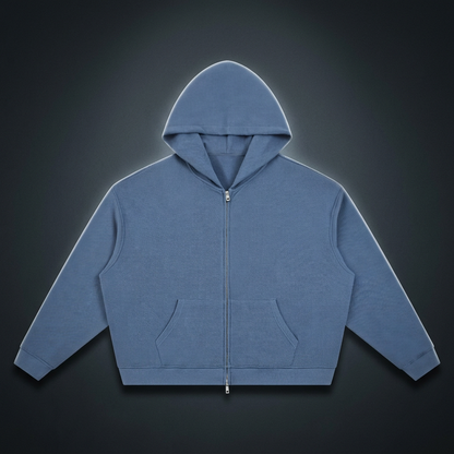 Unisex Waffle Boxy Full Zip Hoodie