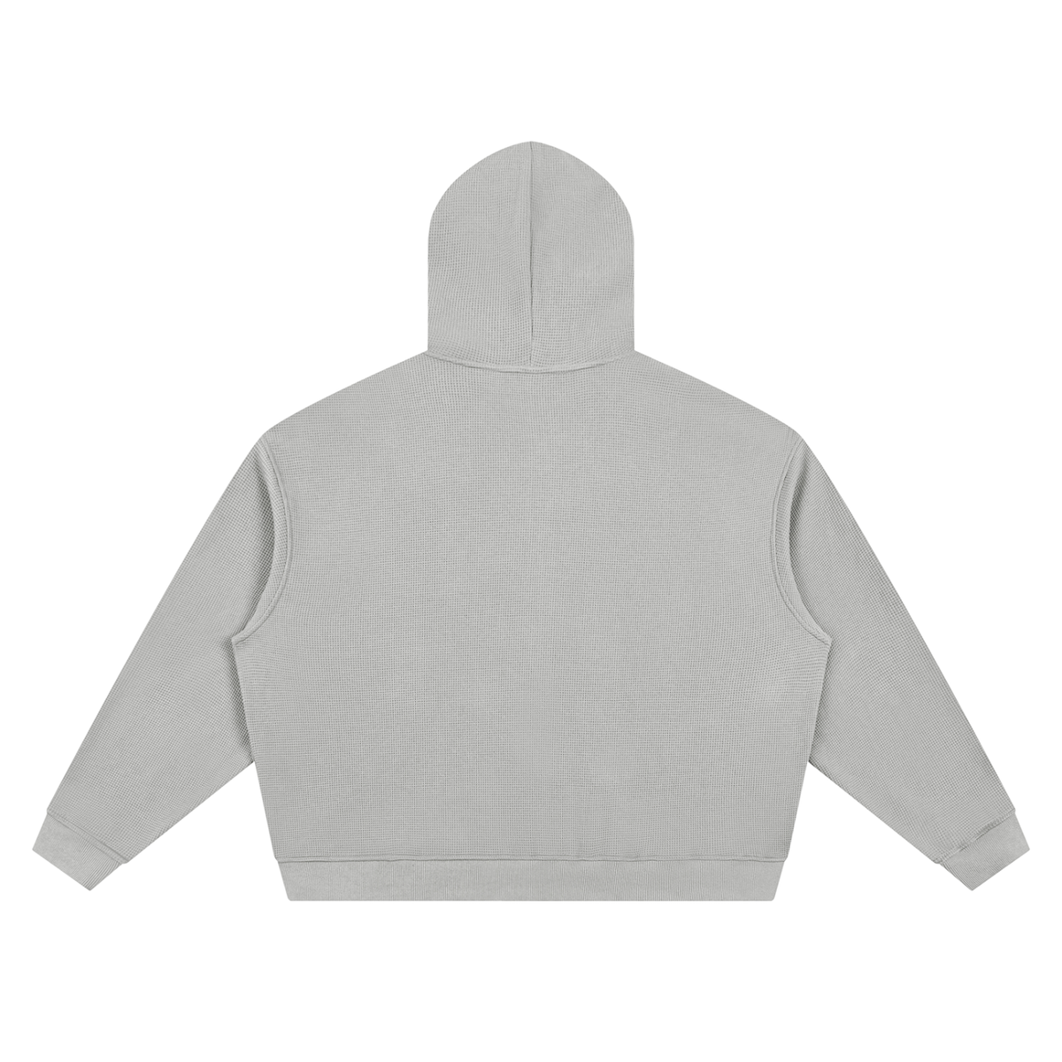 Unisex Waffle Boxy Full Zip Hoodie in light gray, alternate angle