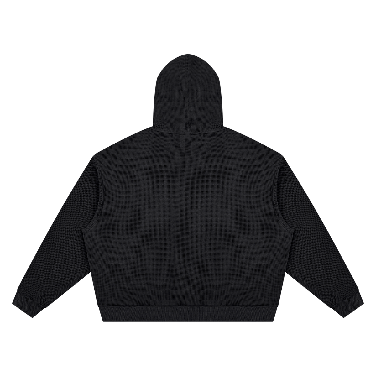 Unisex Waffle Boxy Hoodie in black, alternate angle