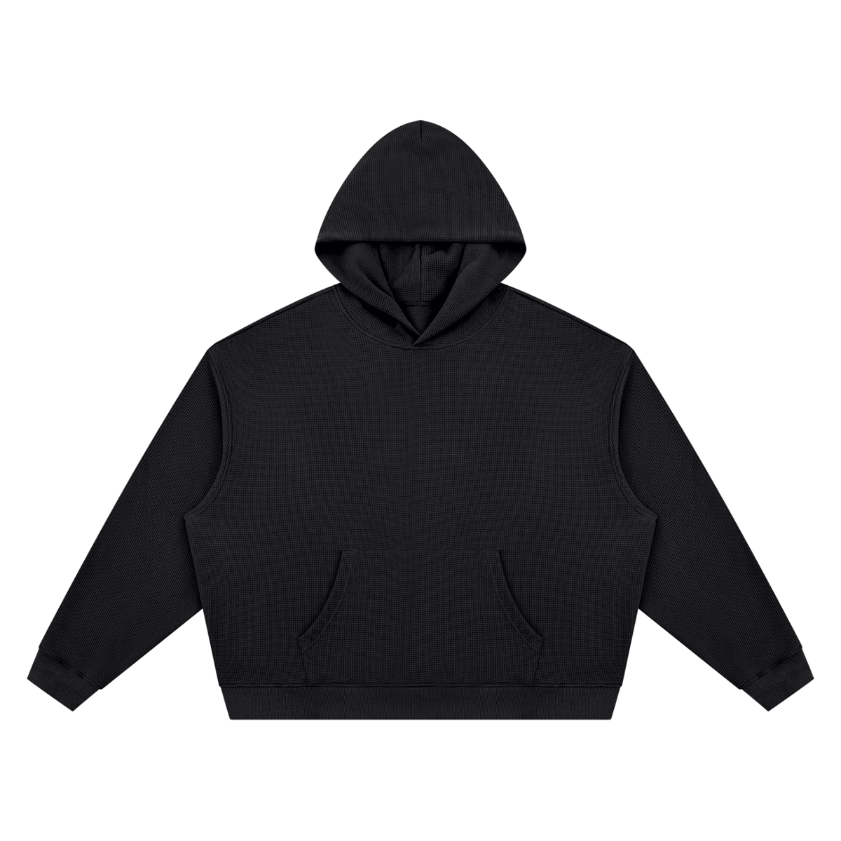Unisex Waffle Boxy Hoodie in black