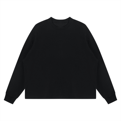 Unisex Waffle Boxy Long Sleeve T-Shirt in black