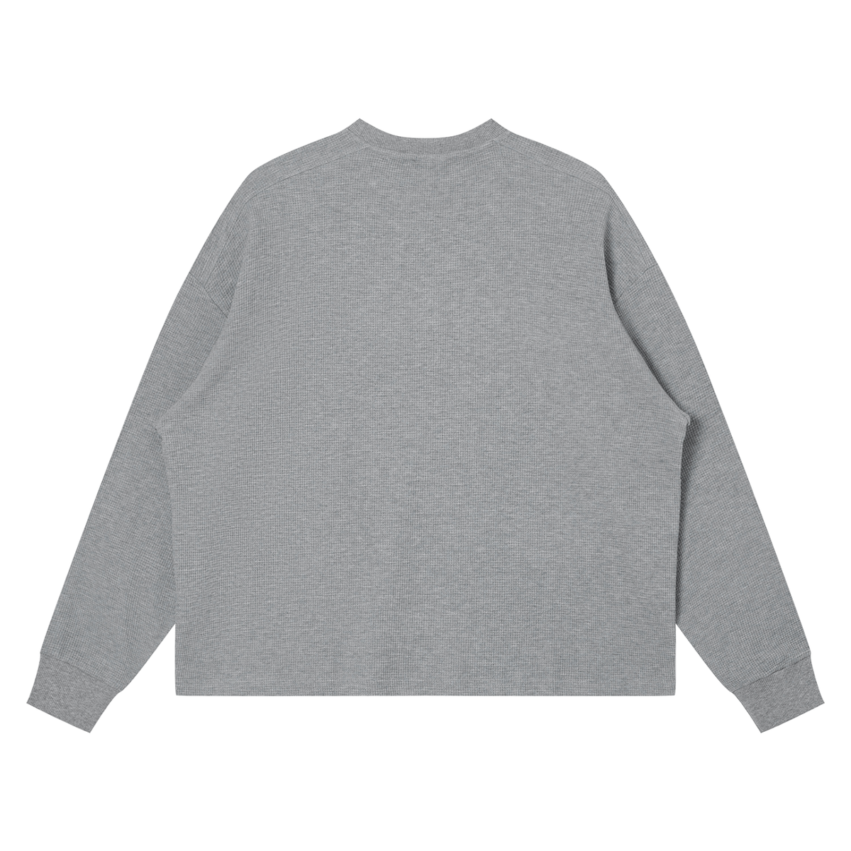 Unisex Waffle Boxy Long Sleeve T-Shirt in flower gray, alternate angle