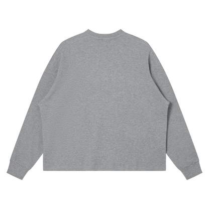 Unisex Waffle Boxy Long Sleeve T-Shirt in flower gray, alternate angle