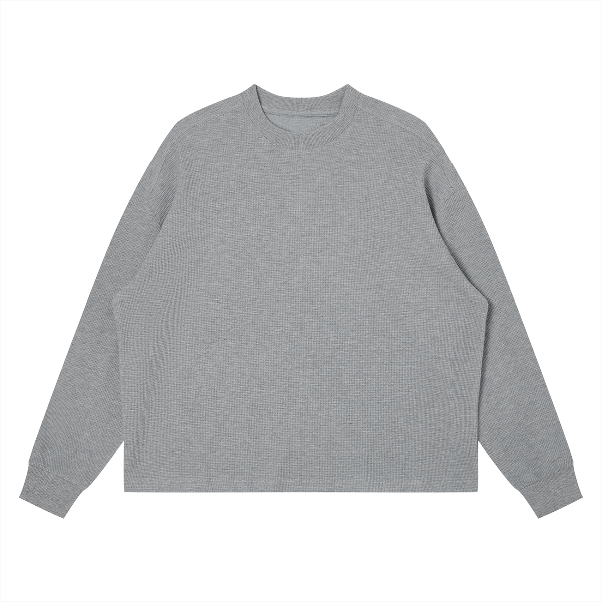 Unisex Waffle Boxy Long Sleeve T-Shirt in flower gray