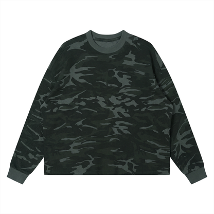 Unisex Waffle Boxy Long Sleeve T-Shirt in gray camo