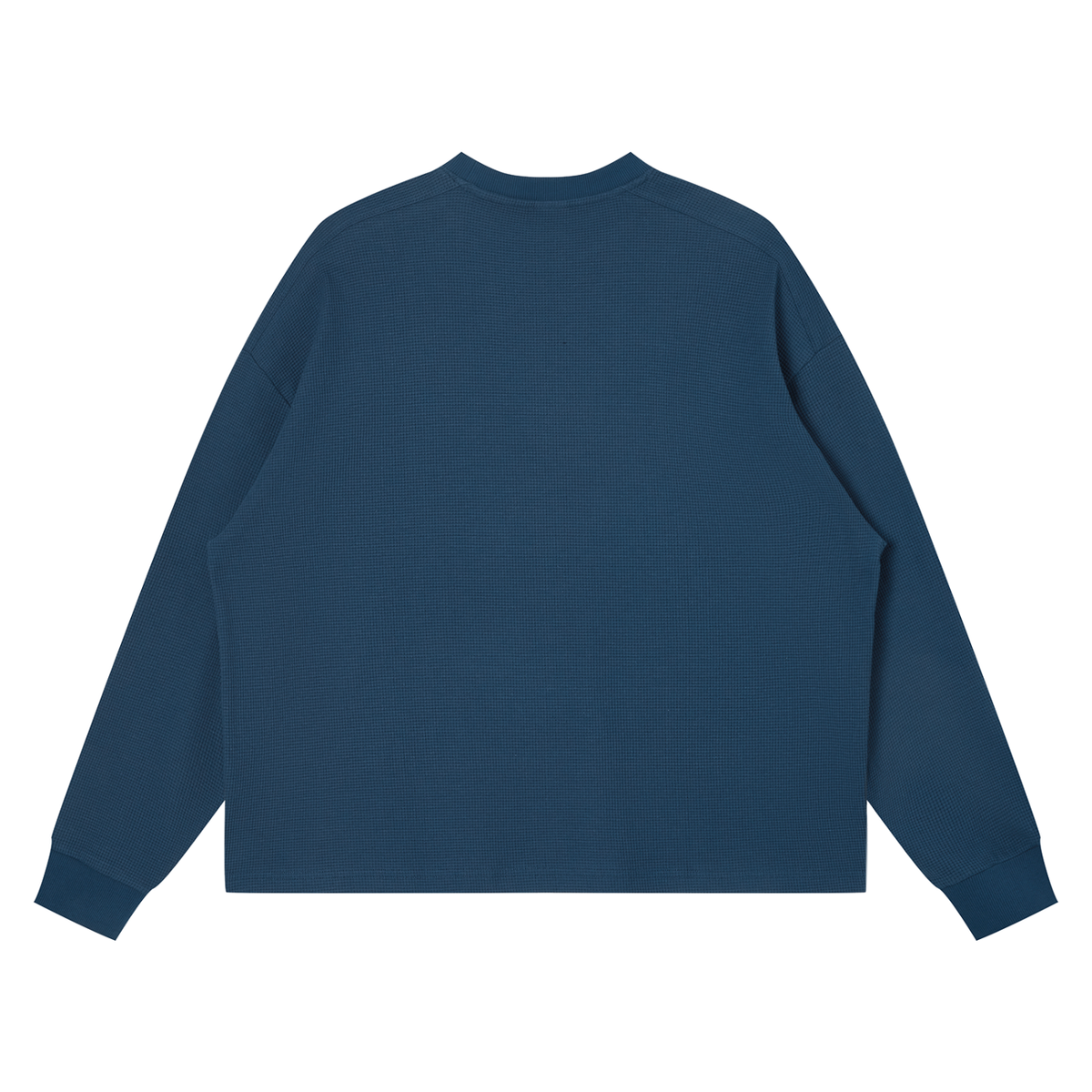 Unisex Waffle Boxy Long Sleeve T-Shirt in haze blue, alternate angle