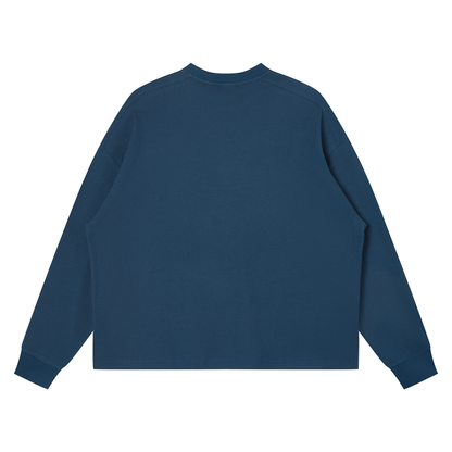 Unisex Waffle Boxy Long Sleeve T-Shirt in haze blue, alternate angle