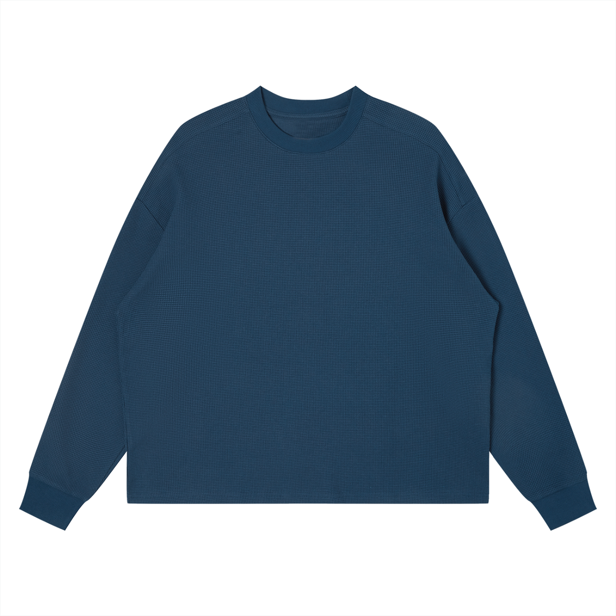Unisex Waffle Boxy Long Sleeve T-Shirt in haze blue