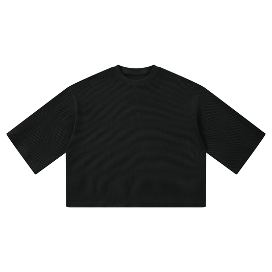 Unisex Waffle Boxy T-Shirt in black