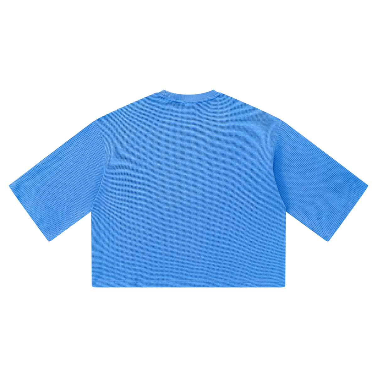 Unisex Waffle Boxy T-Shirt in colourful blue, alternate angle